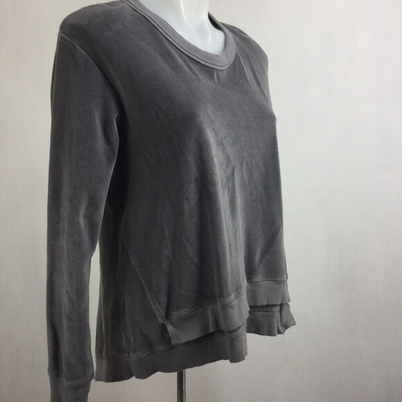WILT Sweatshirt Velour Long Sleeve Asymmetrical Charcoal Gray XS - Picture 6 of 12